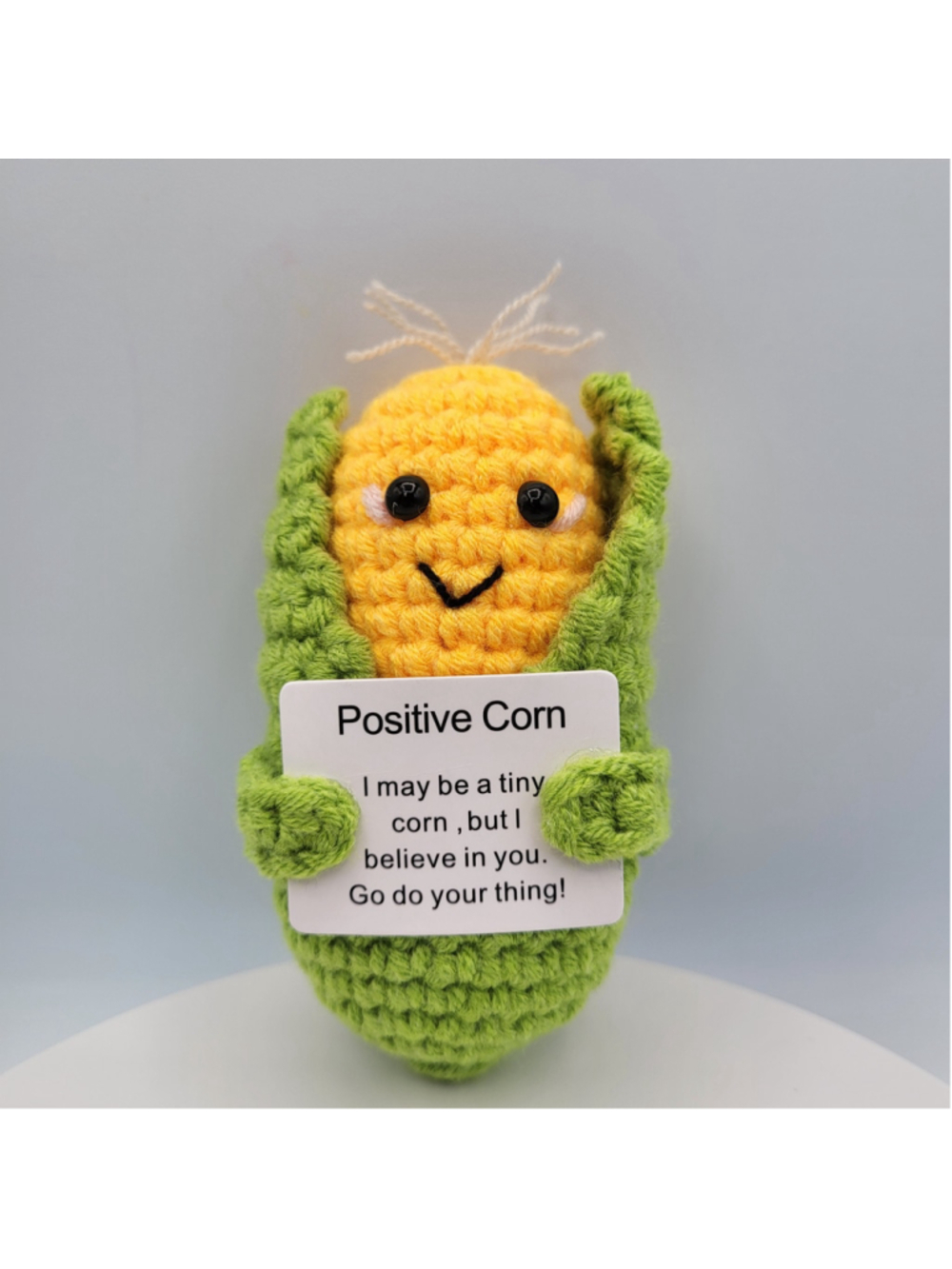 Cute "Positive Corn" & "Positive Bunny" Desk Decor Crochet Figures Set – NWOT - Picture 2 of 9